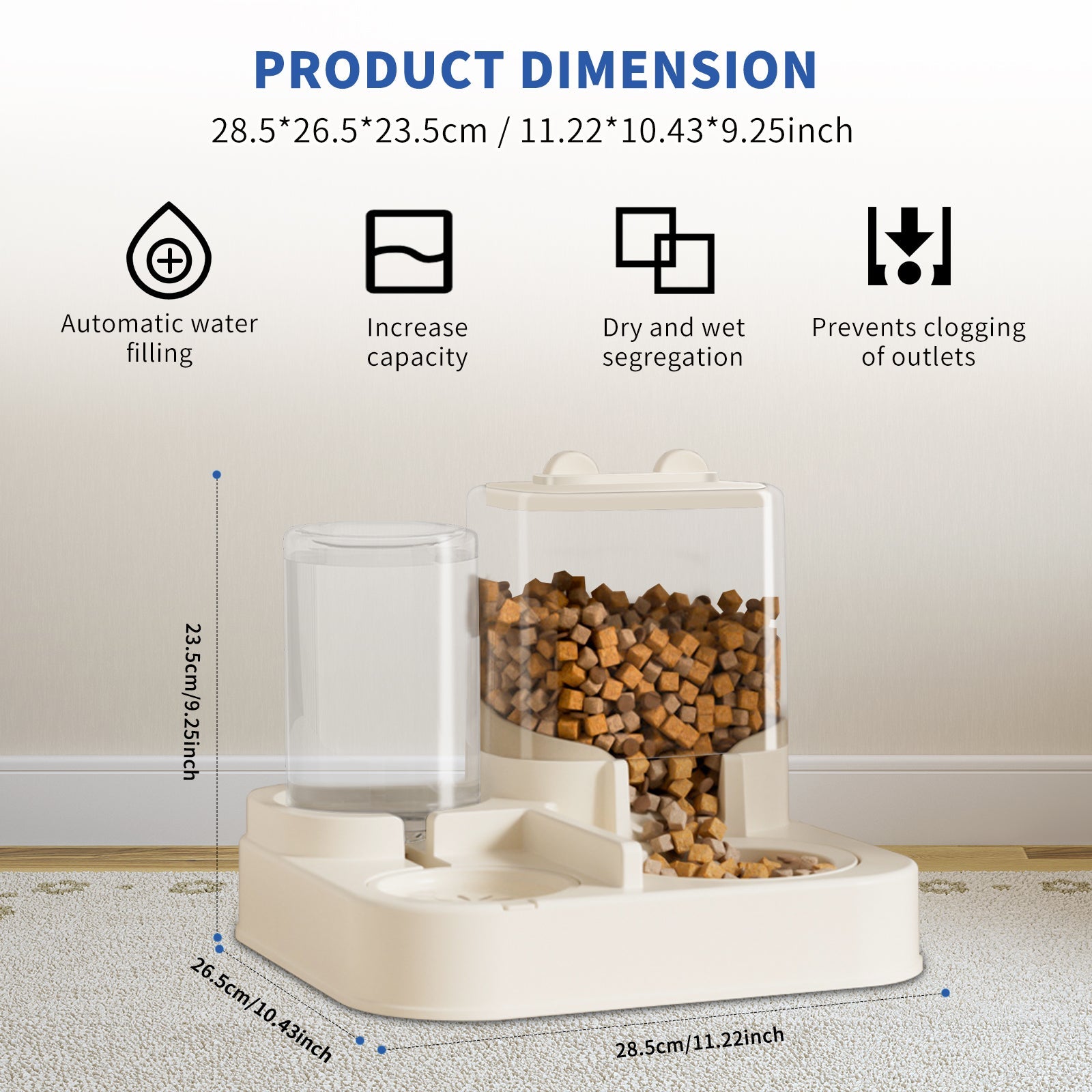Transparent And Visible Pet Feeding And Drinking Dispenser,