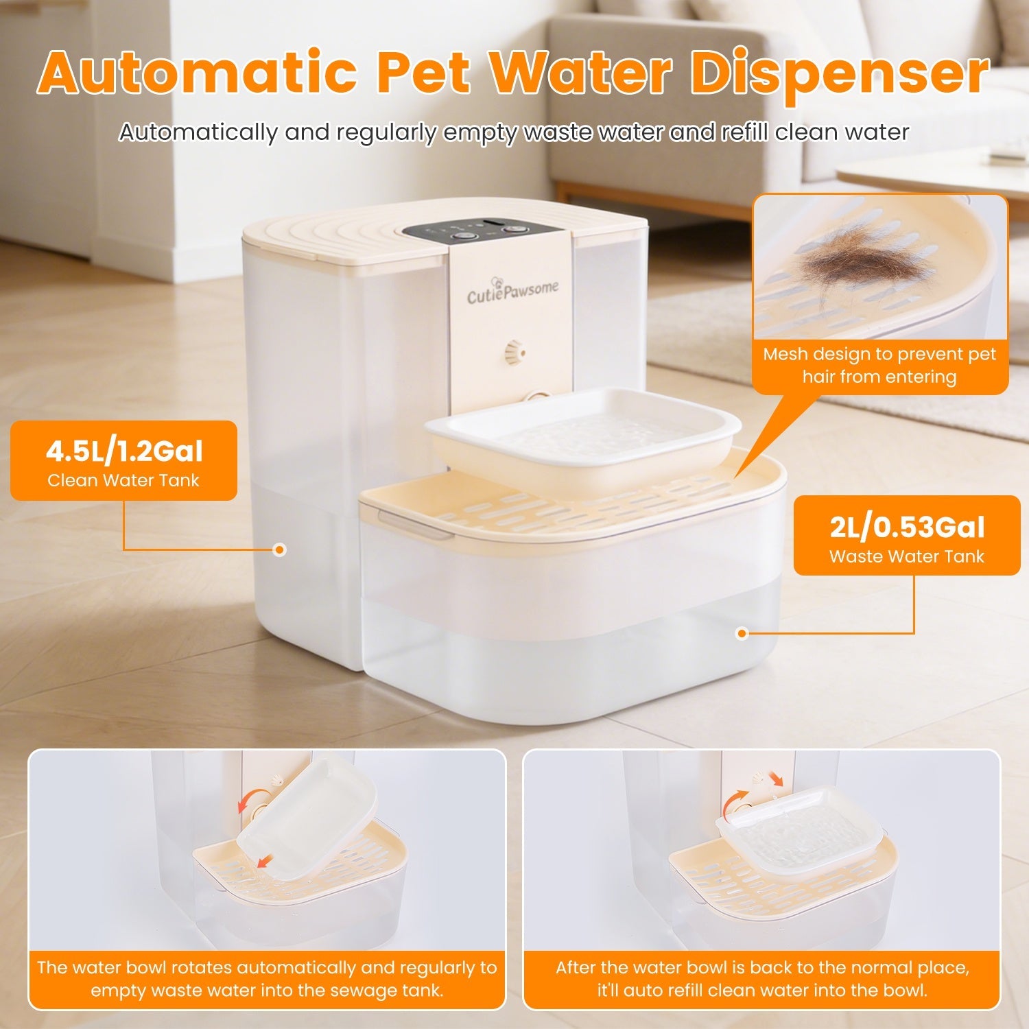 1Pc Smart Pet Water Fountain Automatic Cat Water Dispenser 4.5L