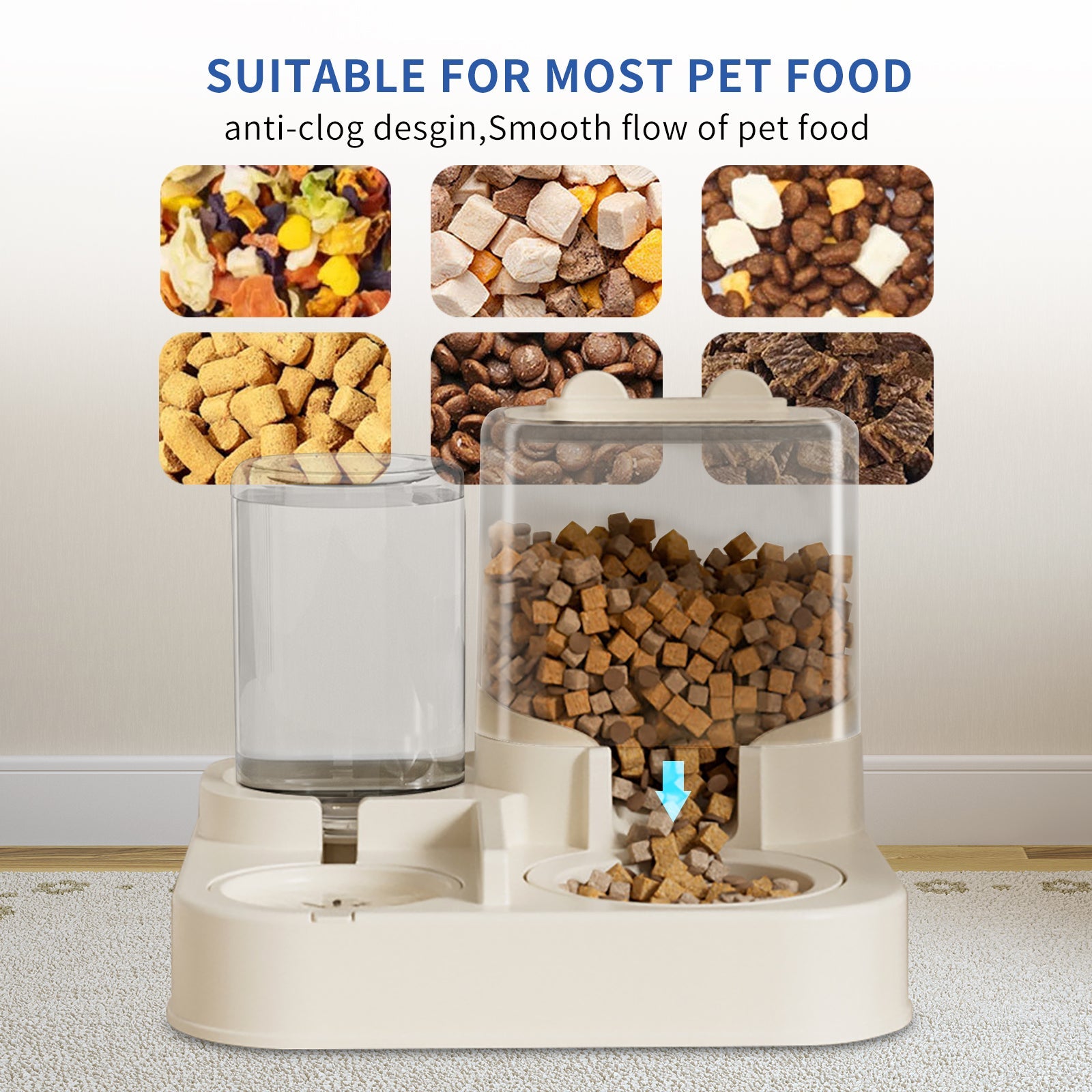 Transparent And Visible Pet Feeding And Drinking Dispenser,