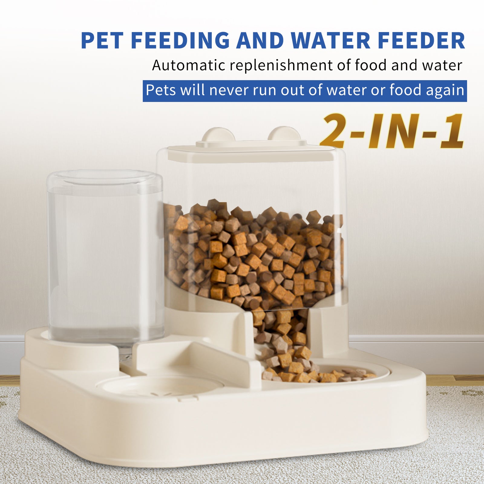 Transparent And Visible Pet Feeding And Drinking Dispenser,