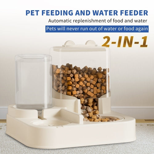 Transparent And Visible Pet Feeding And Drinking Dispenser,